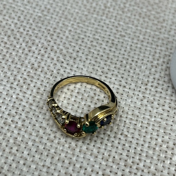 Vintage Gold Over Sterling 925 Multi-Stone Ring – Size 4.75 - Picture 10 of 17